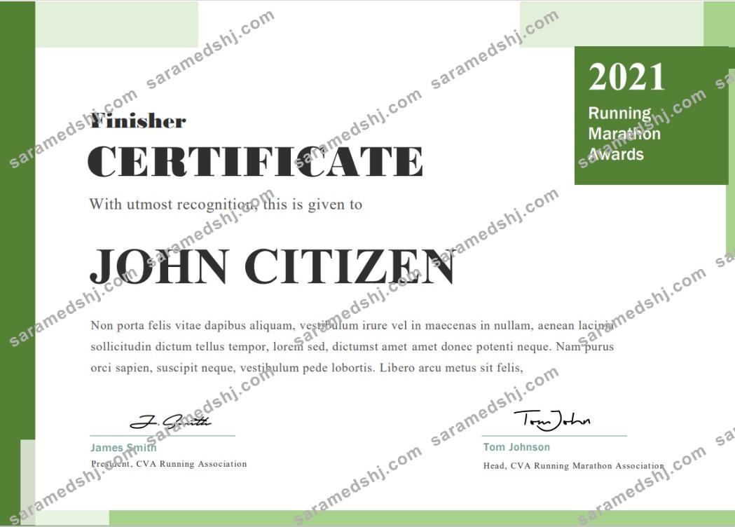 USA Running Award cert